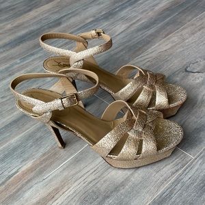 Yves Saint Laurent Tribute 75 platform heels in metallic gold